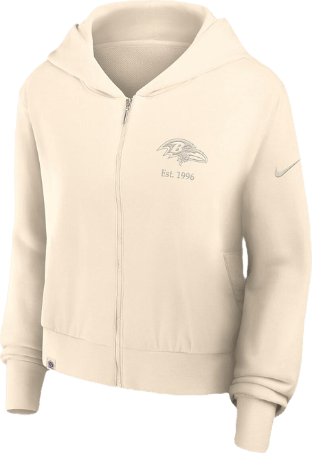 Women's Cream Baltimore Ravens Glory Cropped Full-Zip Hoodie