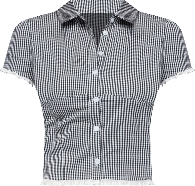 Womens Paige Gingham Tailored Button Up Shirt