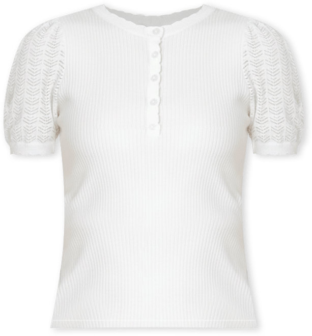 Women's Organic Pointelle Sleeve Henley Sweater