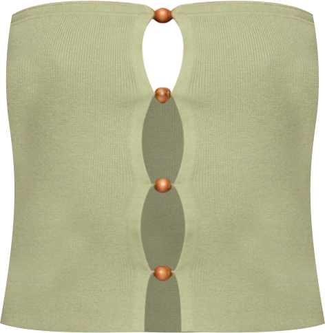 Womens Bead Cut Out Strapless Knit Top