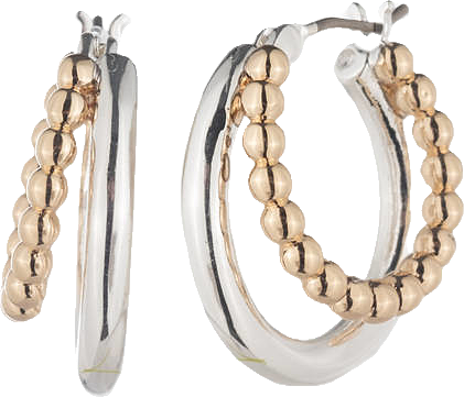 Lauren Ralph Lauren Two Tone 20mm Bead Split Hoop Earrings