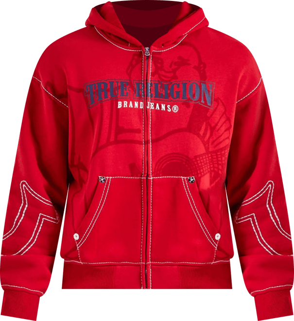 True Religion Anniversary Big-T Zip Fleece Hoodie