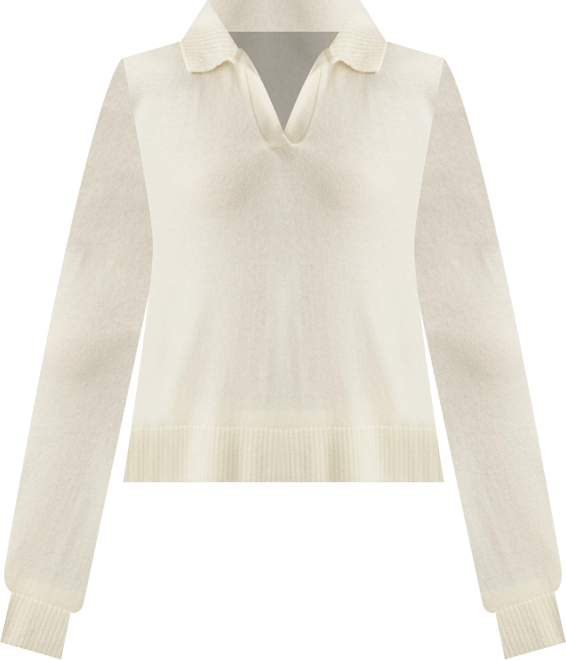 Women's Wool Cashmere Blend V Neck Collared Sweater