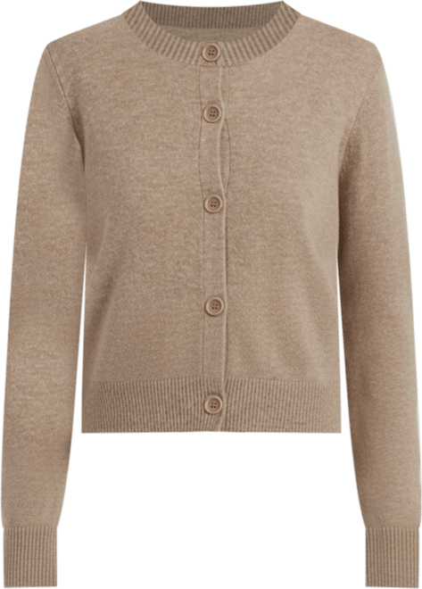 Women's Wool Cashmere Blend Crew Neck Cropped Cardigan