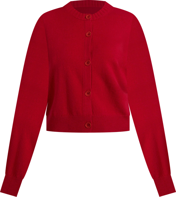 Women's Wool Cashmere Blend Crew Neck Cropped Cardigan