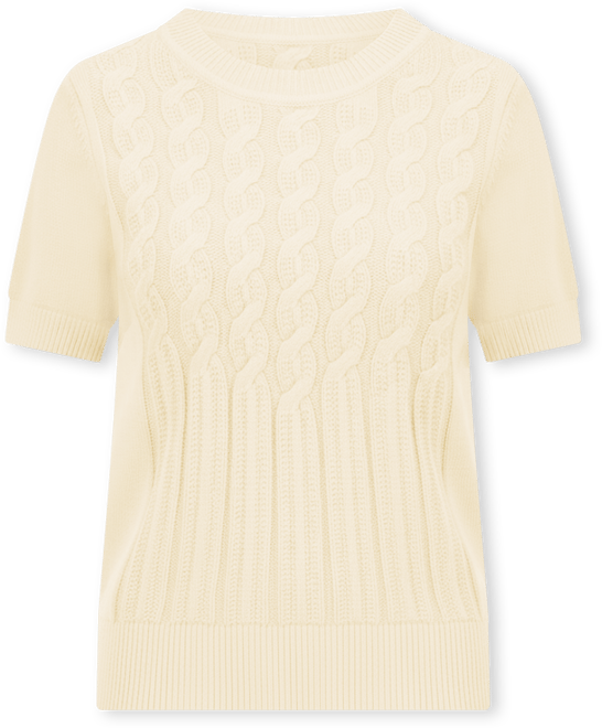 Women's Cotton Cable-Knit Short-Sleeve Sweater