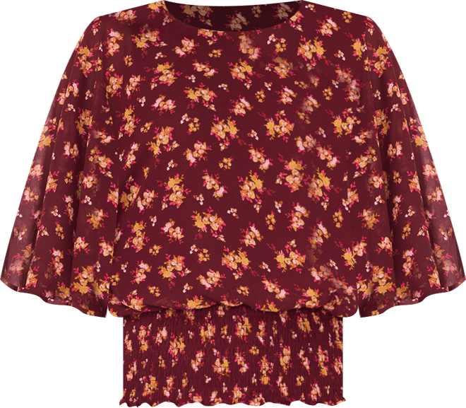 Sam & Jess Women's Printed Smocked Waist Top