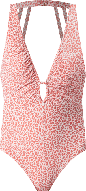 Women's Printed Shirred Plunge One-Piece Swimsuit