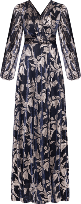 Women's&nbsp;Long Sleeve Metallic Crinkle Pattern Dress