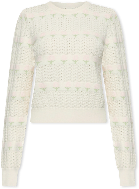 Womens Emerie Flower Textured Knit Sweater