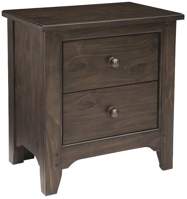 Taylor 2-Drawer Farmhouse Wood Nightstand in River Rock Brown