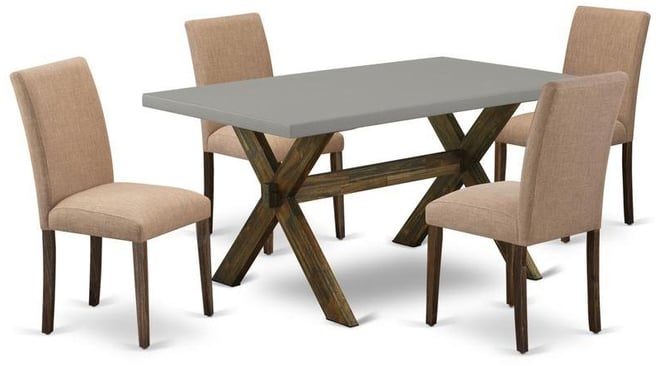 5-Piece Dining Table Set Includes 4 Modern Chairs with Upholstered Seat and High Back and a Rectangular Table