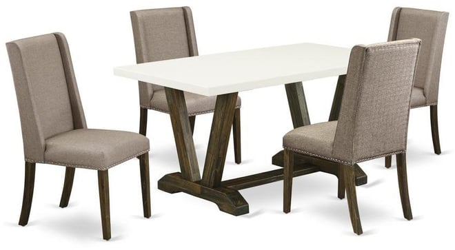 5-Piece Modern Dinette Set Included 4 Kitchen Dining chairs Upholstered Seat and Stylish Chair Back and Rectangular Dining room Ta