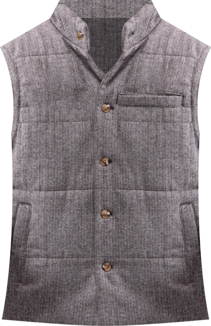 Men's Tweed Herringbone Button-Front Padded Vest, Macy's Exclusive
