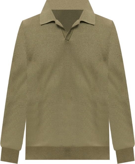 Men's Cotton-Blend Ribbed Polo Sweater