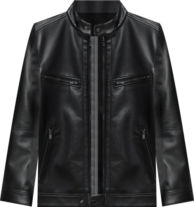 Men's Zip-Up Leather-Effect Jacket