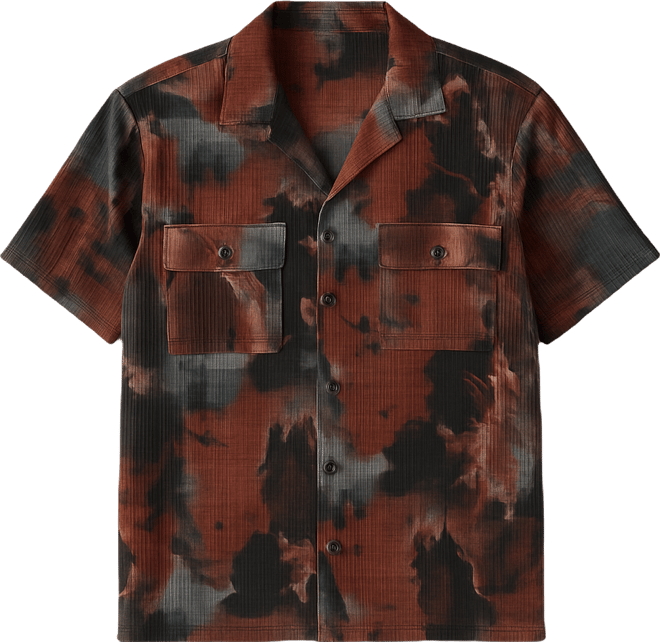 Men's Chocolate Brown & Midnight Black Abstract Utility Oversized Shirt