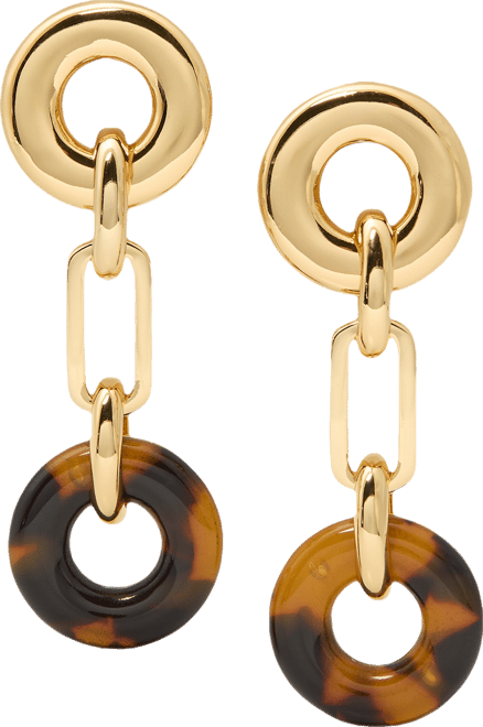 Gold-Tone Interlock Tortoise Linear Earrings