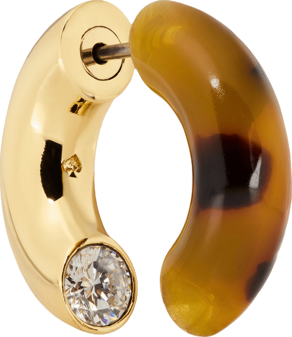 Gold-Tone Interlock Tortoise Huggie Earrings