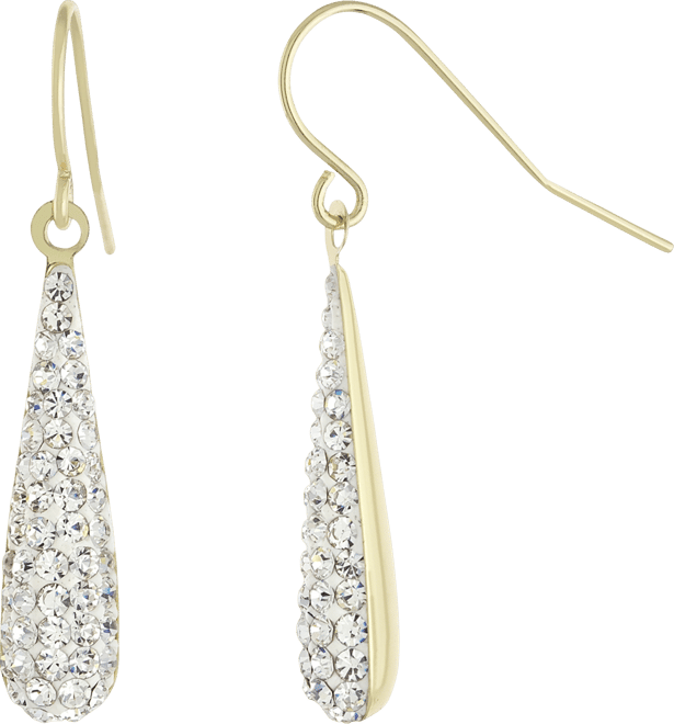 Pave Tear-Shape Drop Earrings in 18k Gold-Plated Sterling Silver