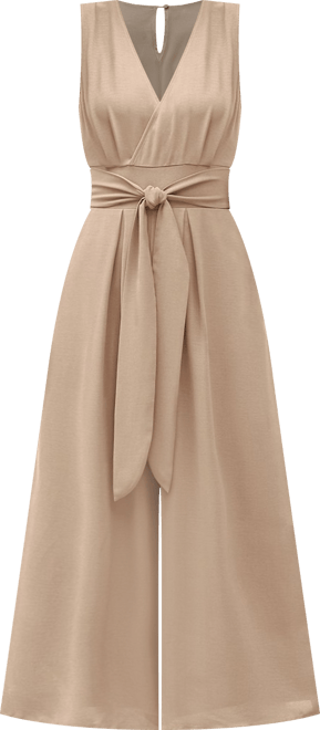 Women's Sleeveless Tie Front Jumpsuit