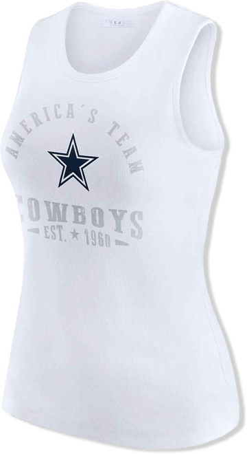 Women's White Dallas Cowboys Ribbed Graphic Tank Top