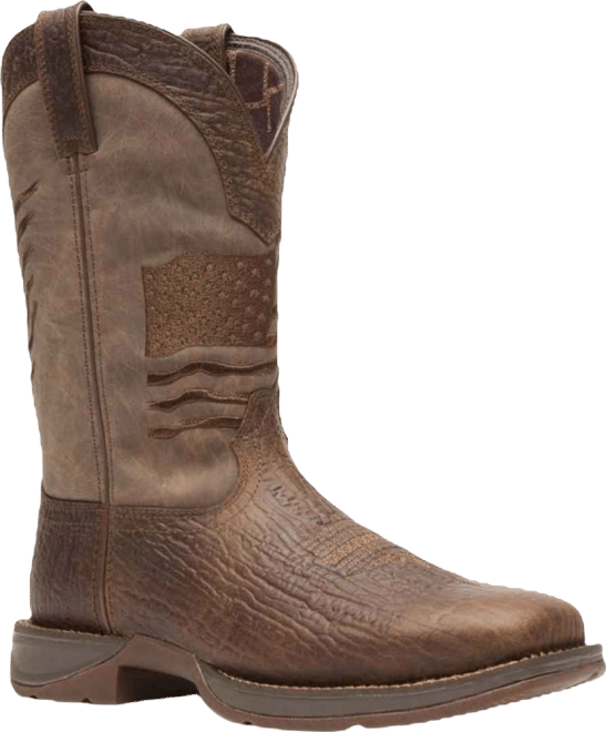 Men's Rebel by Brown Distressed Flag Embroidery Western Boot