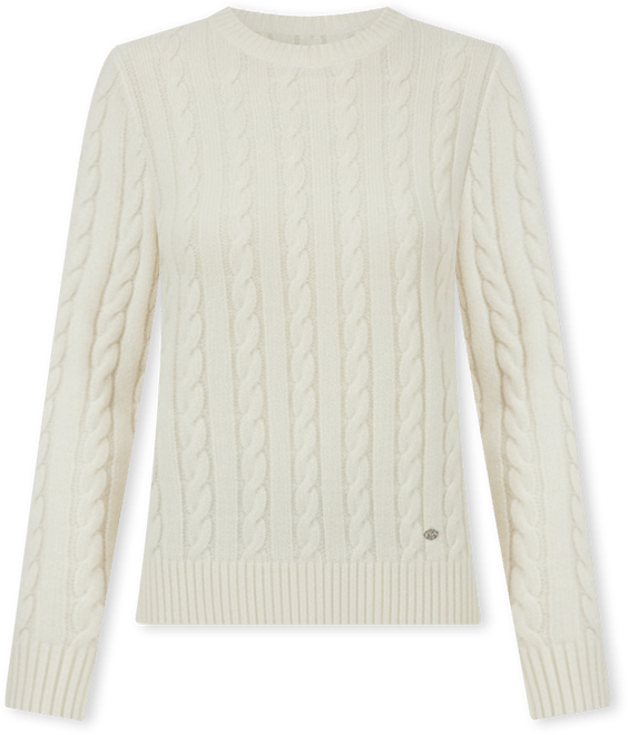 Women's Classic Cable Knit Sweater with Ribbed Edges