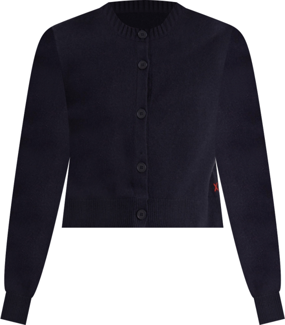 Women's Wool Cashmere Blend Crew Neck Cropped Cardigan