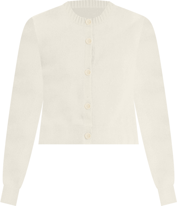 Women's Wool Cashmere Blend Crew Neck Cropped Cardigan