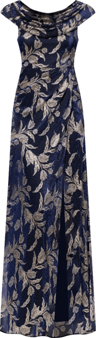 Women's&nbsp;Long Foil Crinkle Cowl Neck Dress