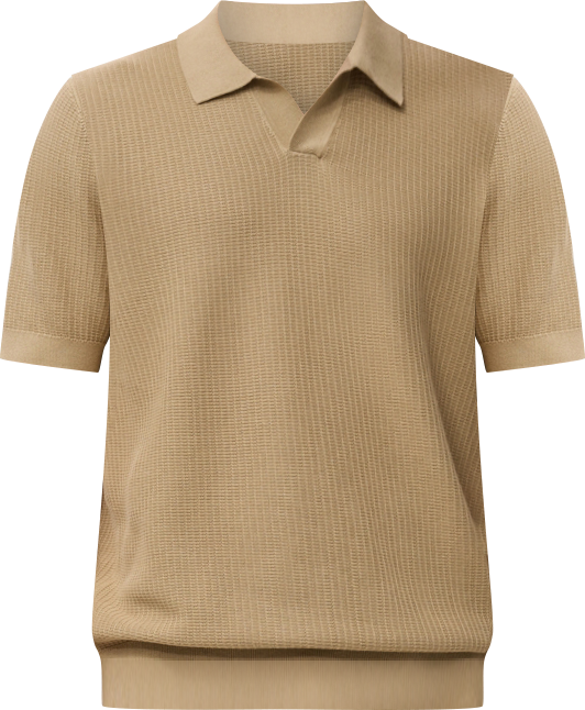 Men's Ribbed Cotton Knitted Polo Shirt