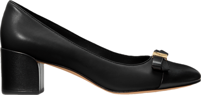 Women's Deco Bow Smooth Leather Ballet Pumps