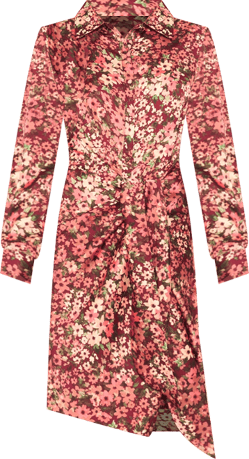 Women's Collared Button Down Tie Front Shirt Dress