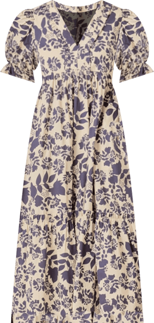 Women's Floral Print Tiered Midi Dress