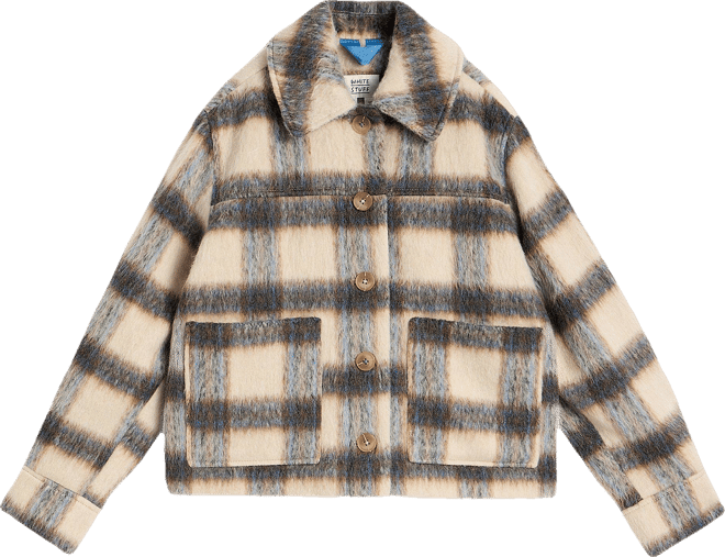 Alexa Check Wool Blend Jacket in BLUE MULTI | White Stuff