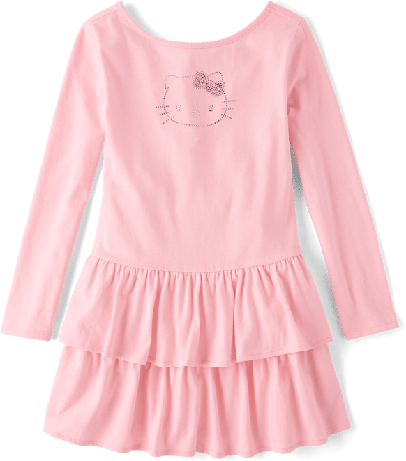 pink hello kitty dress A Drawing Of Hello Kitty Wearing A Pink Dress SVG - Hello Kitty