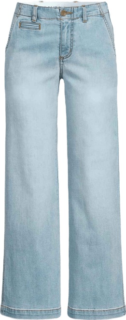 Women's Mid Rise Denim Wide Leg Ankle Jeans