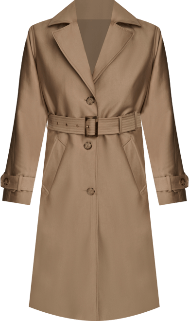 Women's Single-Breasted Belted Trench Coat