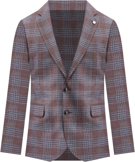 Men's Modern-Fit Brown Blue Plaid Sport Coat