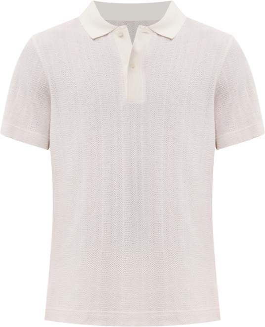 Men's Openwork Knitted Cotton Polo Shirt