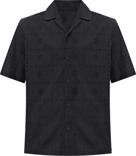 Men's Embroidered Eyelet Details Shirt