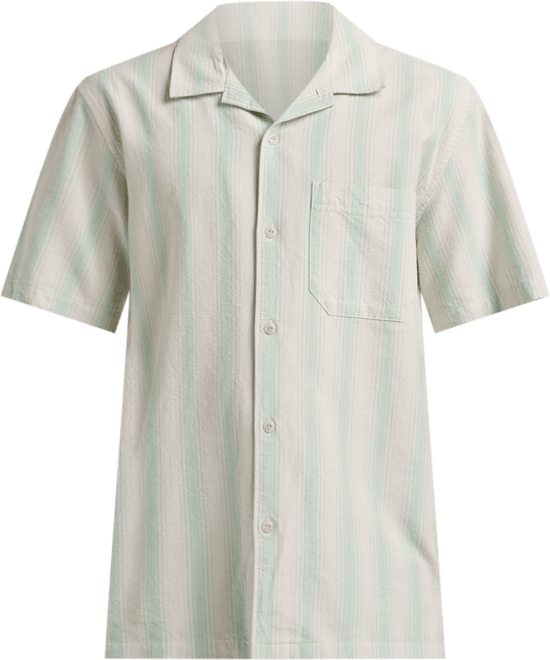 Men's Oxford Stripe Casual Short Sleeve Shirt