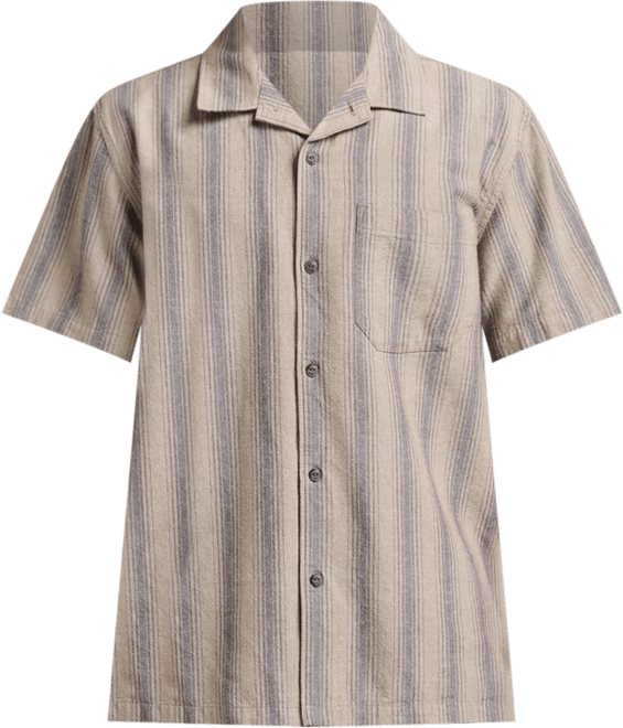 Men's Oxford Stripe Casual Short Sleeve Shirt