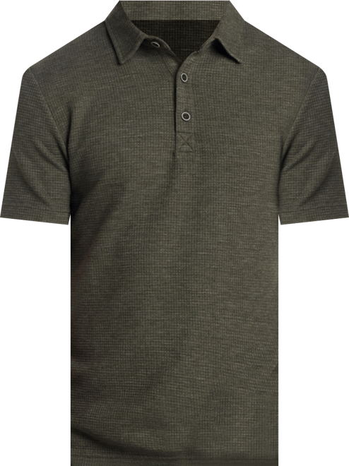 Men's Short Sleeve Stretch Waffle-Knit Polo Shirt