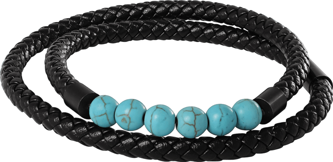 Leather & Turquoise Beaded Bracelet
