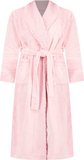 Women's Long Plush Fleece-Trim Robe, Created for Macy's