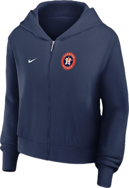 Women's Navy Houston Astros Cropped Chill Full-Zip Hooded Jacket