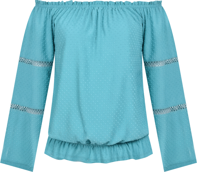 Petite Off The Shoulder Long Sleeve Top