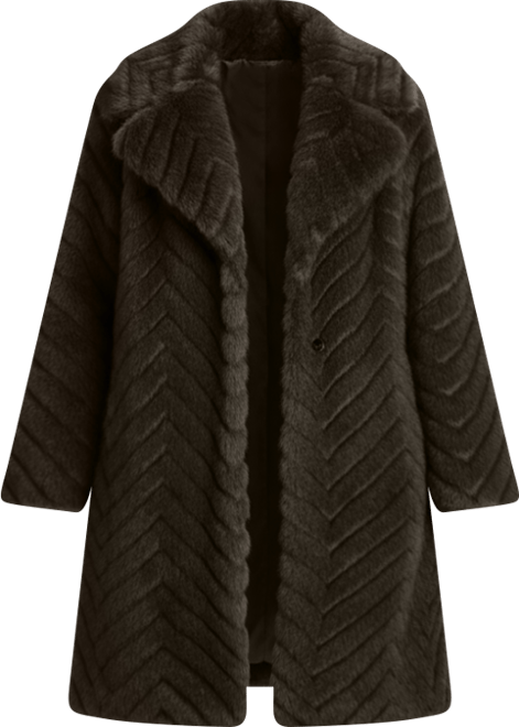Women's Chevron Textured Faux-Fur Coat, Exclusively at Macy's